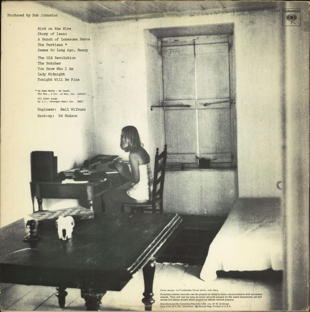 Leonard Cohen Songs From A Room US vinyl LP album (LP record)