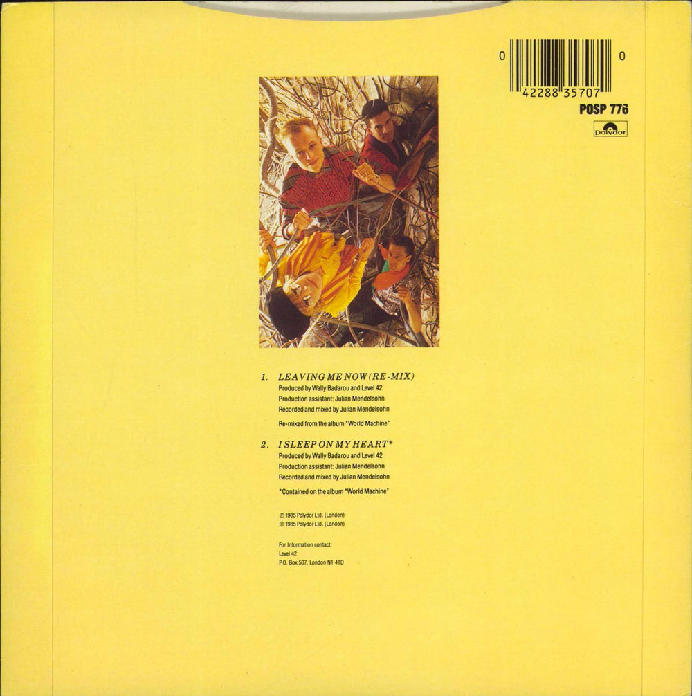 Level 42 Leaving Me Now - Solid UK 7" vinyl single (7 inch record / 45) 042288357070