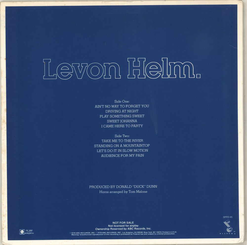 Levon Helm Levon Helm US Promo picture disc LP (vinyl picture disc album)