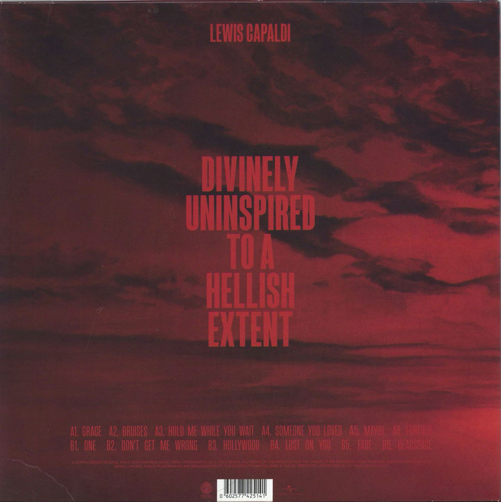 Lewis Capaldi Divinely Uninspired To A Hellish Extent UK vinyl LP album (LP record) 602577425158