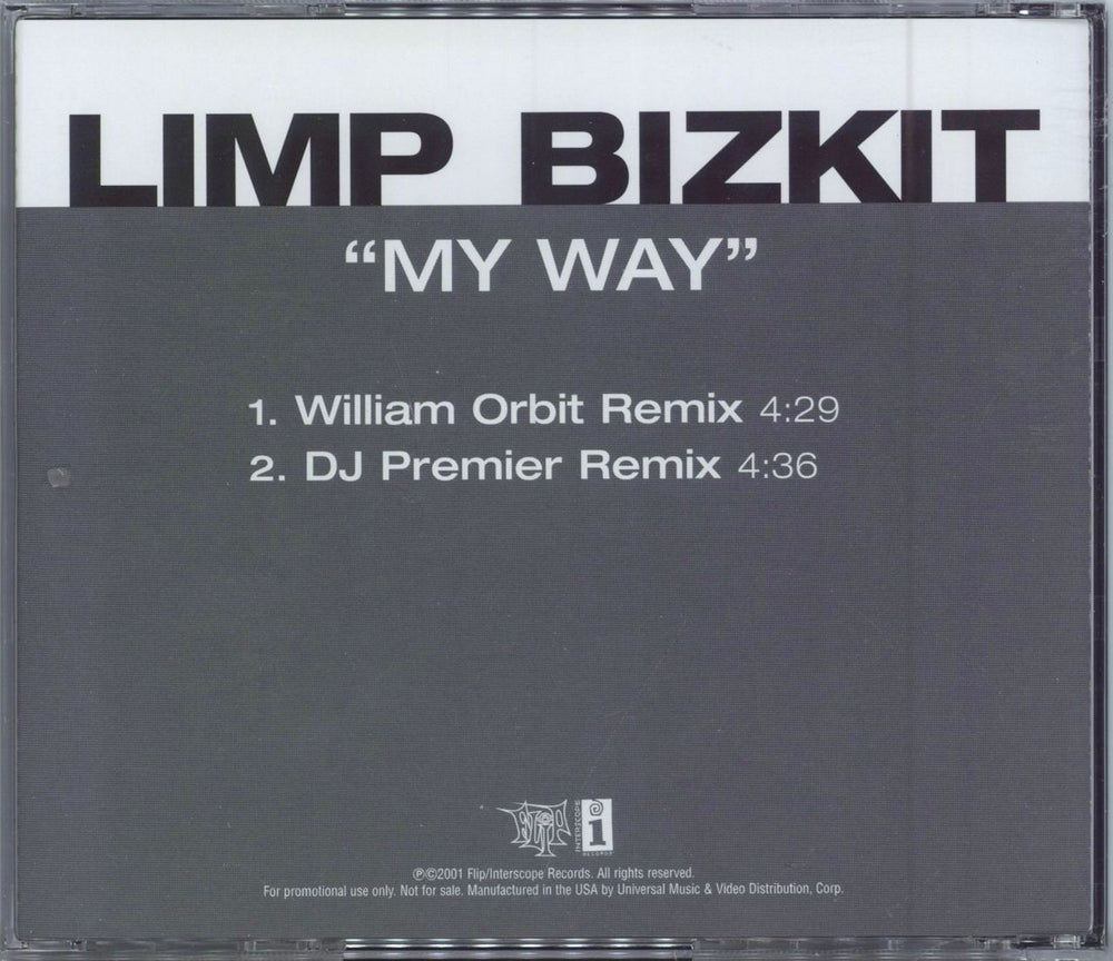 Limp Bizkit My Way - 2 track promo US Promo CD single (CD5 / 5")