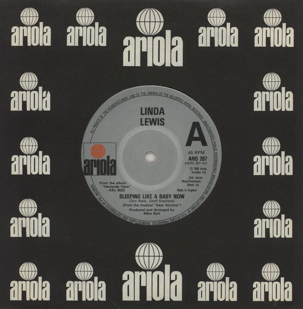 Linda Lewis Sleeping Like A Baby Now UK 7" vinyl single (7 inch record / 45) ARO207