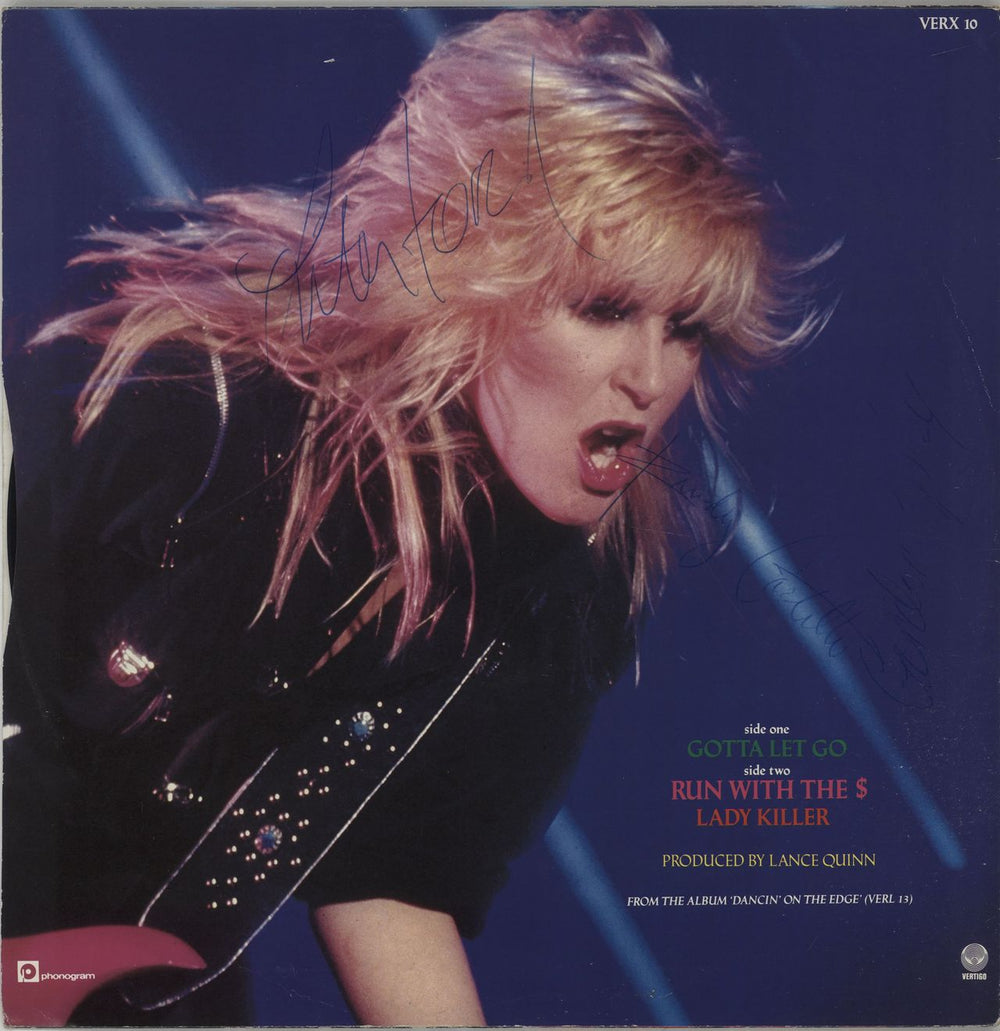 Lita Ford Gotta Let Go - Autographed by Lita, Randy & Gordon UK 12" vinyl single (12 inch record / Maxi-single) VERX10