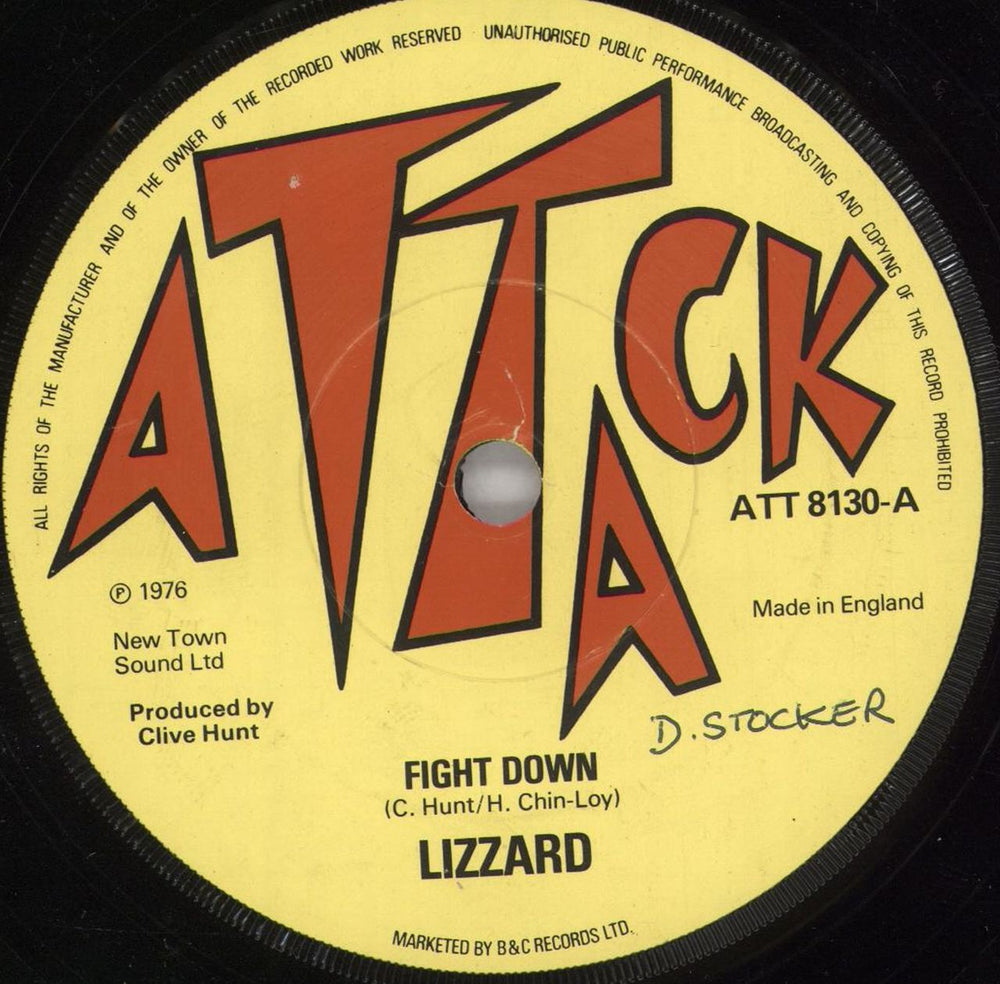 Lizzard Fight Down UK 7" vinyl single (7 inch record / 45) ATT8130