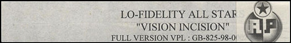 Lo Fidelity Allstars Vision Incision UK Promo video (VHS or PAL or NTSC) PROMO VIDEO