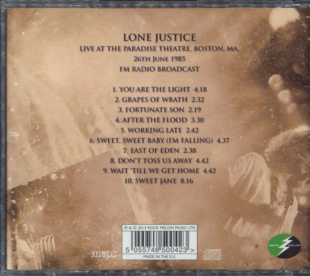 Lone Justice Live At The Paradise Theatre Boston 1985 UK CD album (CDLP) 5055748500423