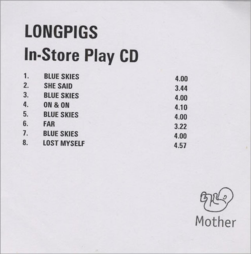 Longpigs In-Store Play CD UK CD-R acetate CD-R ACETATE