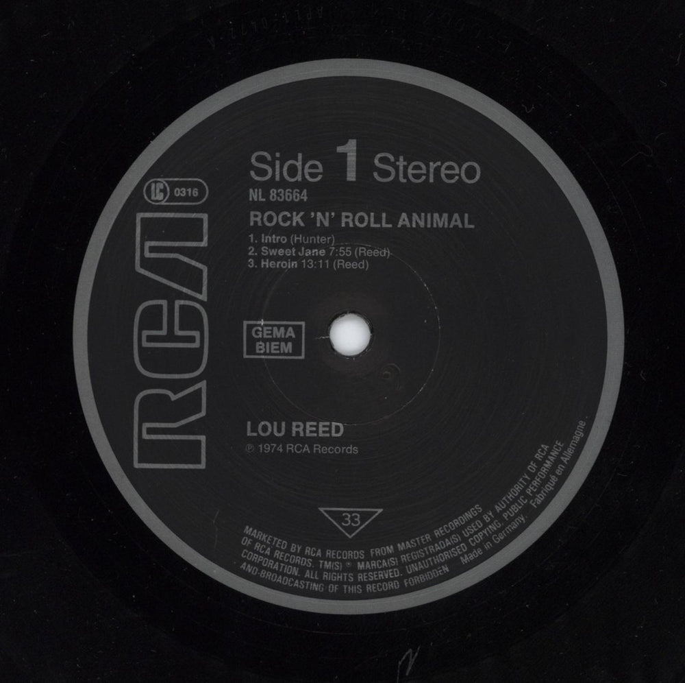 Lou Reed Rock N Roll Animal German vinyl LP album (LP record) LOULPRO684496