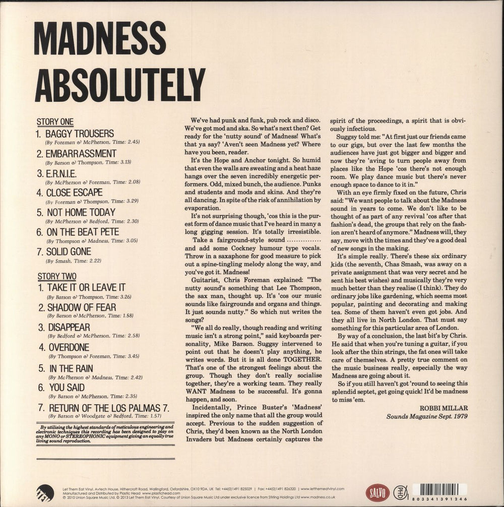 Madness Absolutely - Clear Vinyl UK vinyl LP album (LP record) 803341391246