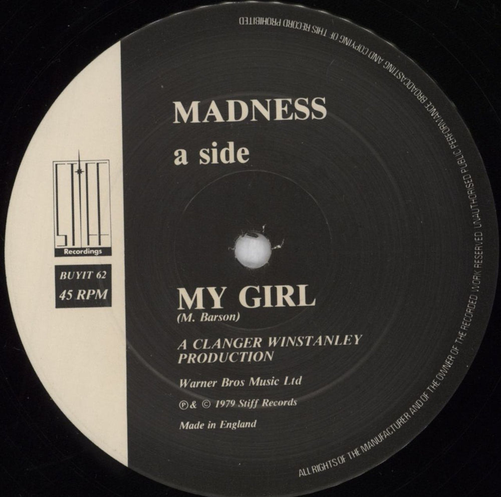 Madness My Girl - VG UK 12" vinyl single (12 inch record / Maxi-single) MDN12MY825068