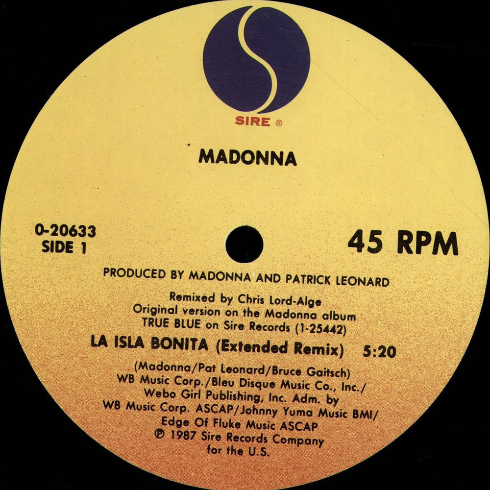 Madonna La Isla Bonita US 12" vinyl single (12 inch record / Maxi-single) MAD12LA694621