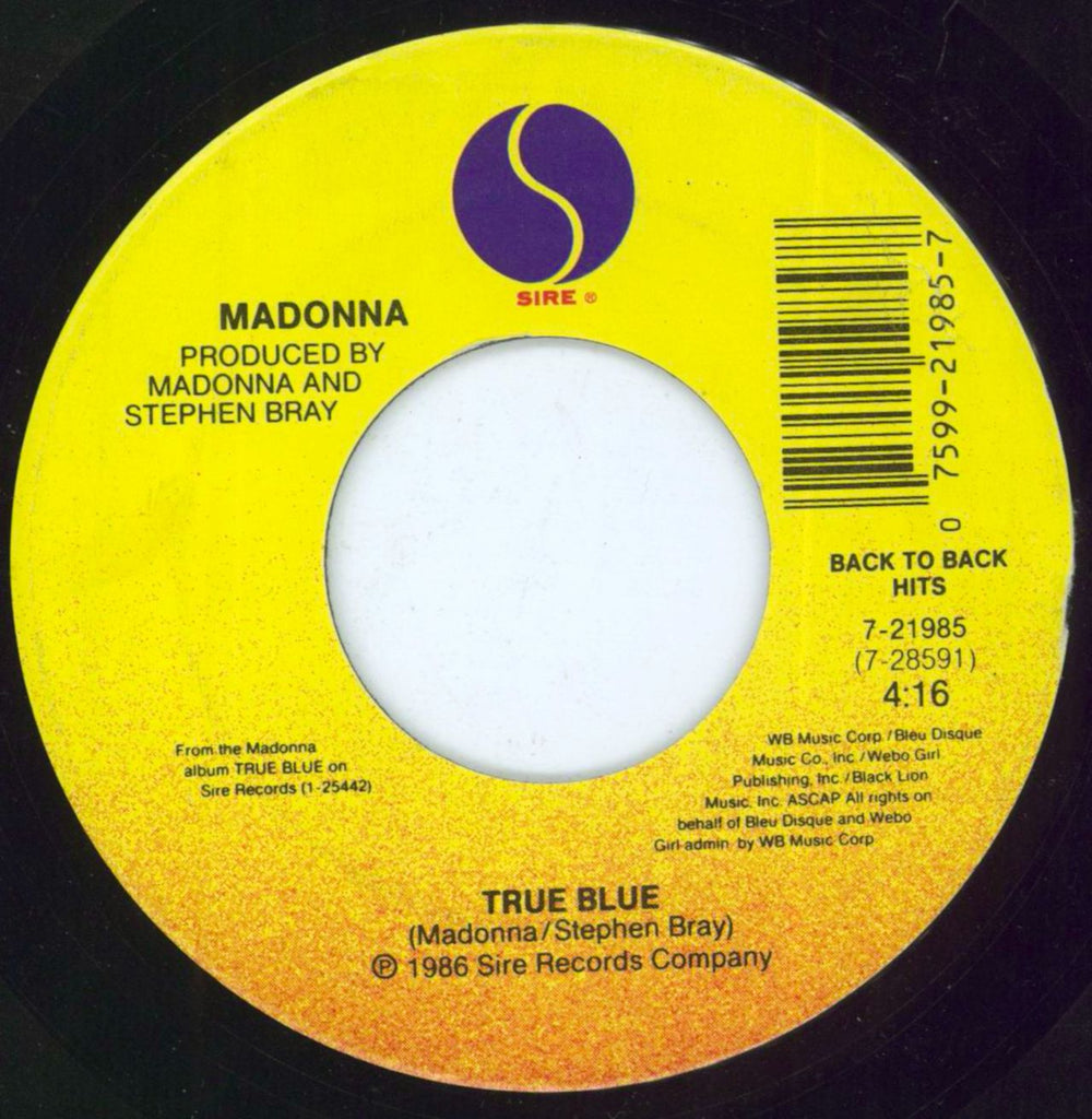 Madonna Live To Tell US 7" vinyl single (7 inch record / 45) 075992198578