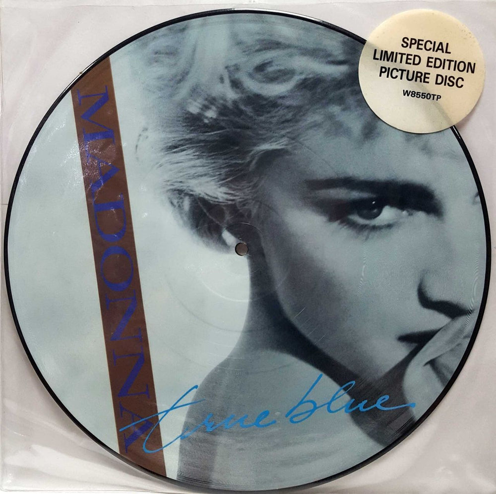 Madonna True Blue - Hype Stickered UK 12" vinyl picture disc (12 inch picture record) W8550TP