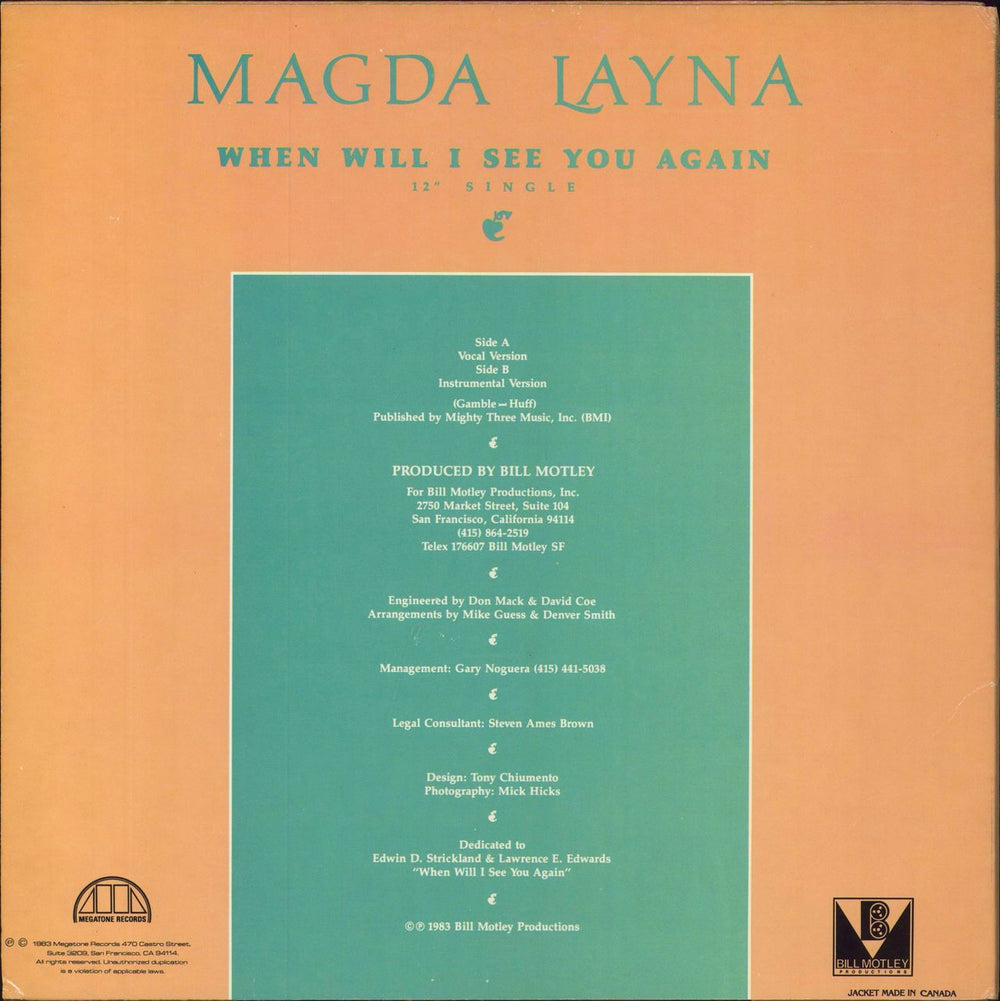 Magda Layna When Will I See You Again US 12" vinyl single (12 inch record / Maxi-single)