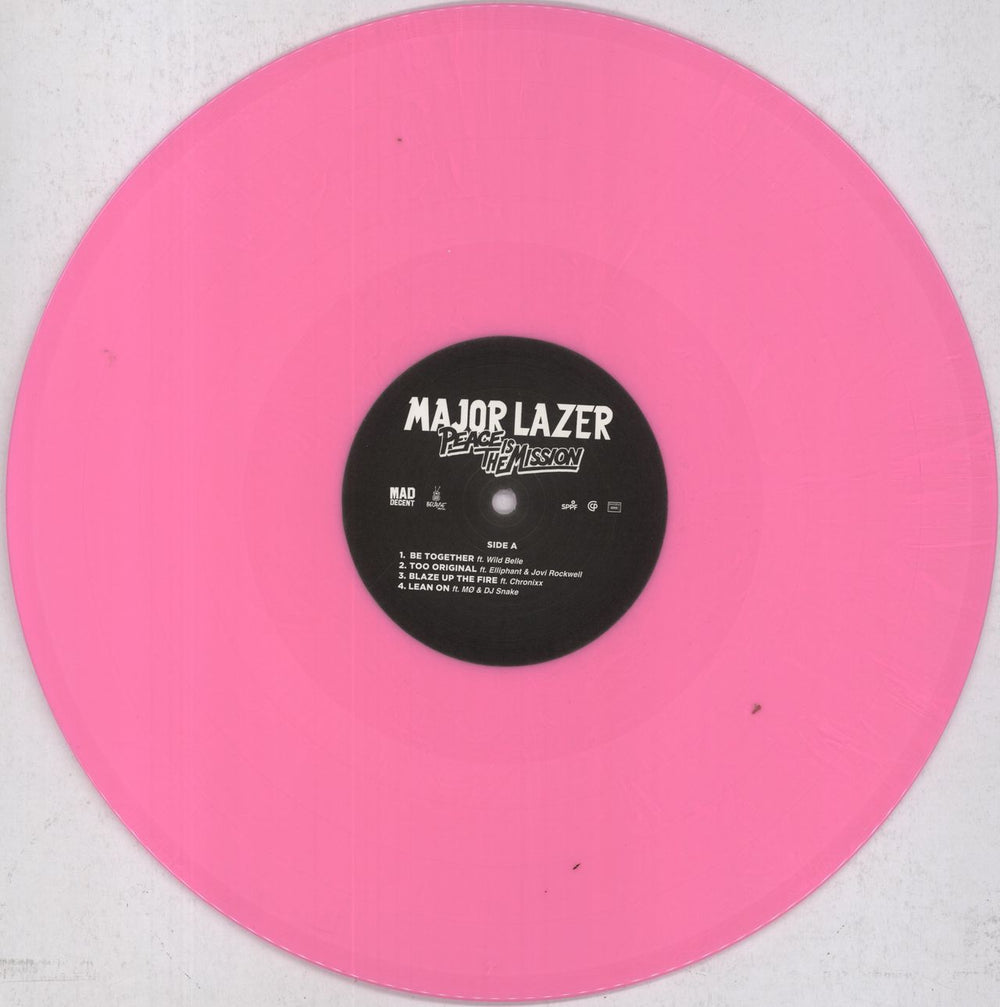 Major Lazer Peace Is the Mission - Pink Vinyl UK vinyl LP album (LP record) O4JLPPE831399