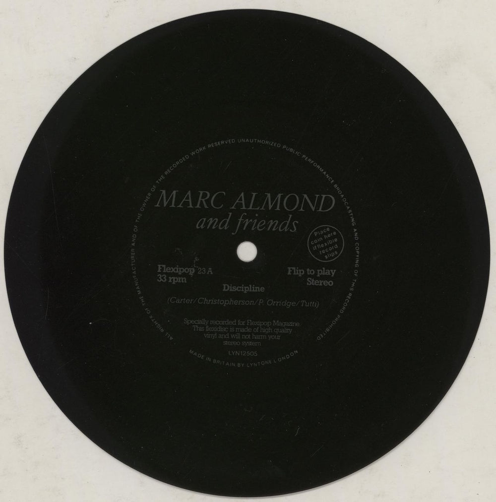 Marc Almond Discipline - Black Flexi UK Promo 7" vinyl single (7 inch record / 45) FLEXIPOP23