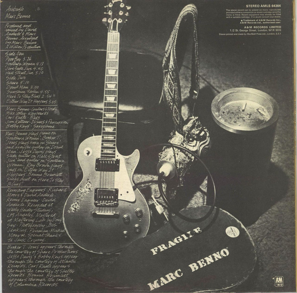 Marc Benno Ambush UK vinyl LP album (LP record)