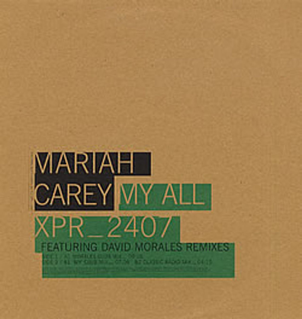 Mariah Carey My All - David Morales Remixes UK Promo 12" vinyl single (12 inch record / Maxi-single) XPR2407