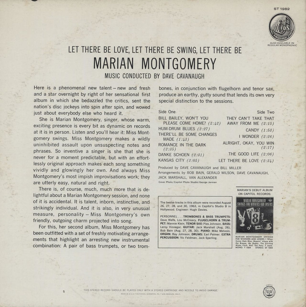 Marian Montgomery Let There Be Love, Let There Be Swing, Let There Be US vinyl LP album (LP record)