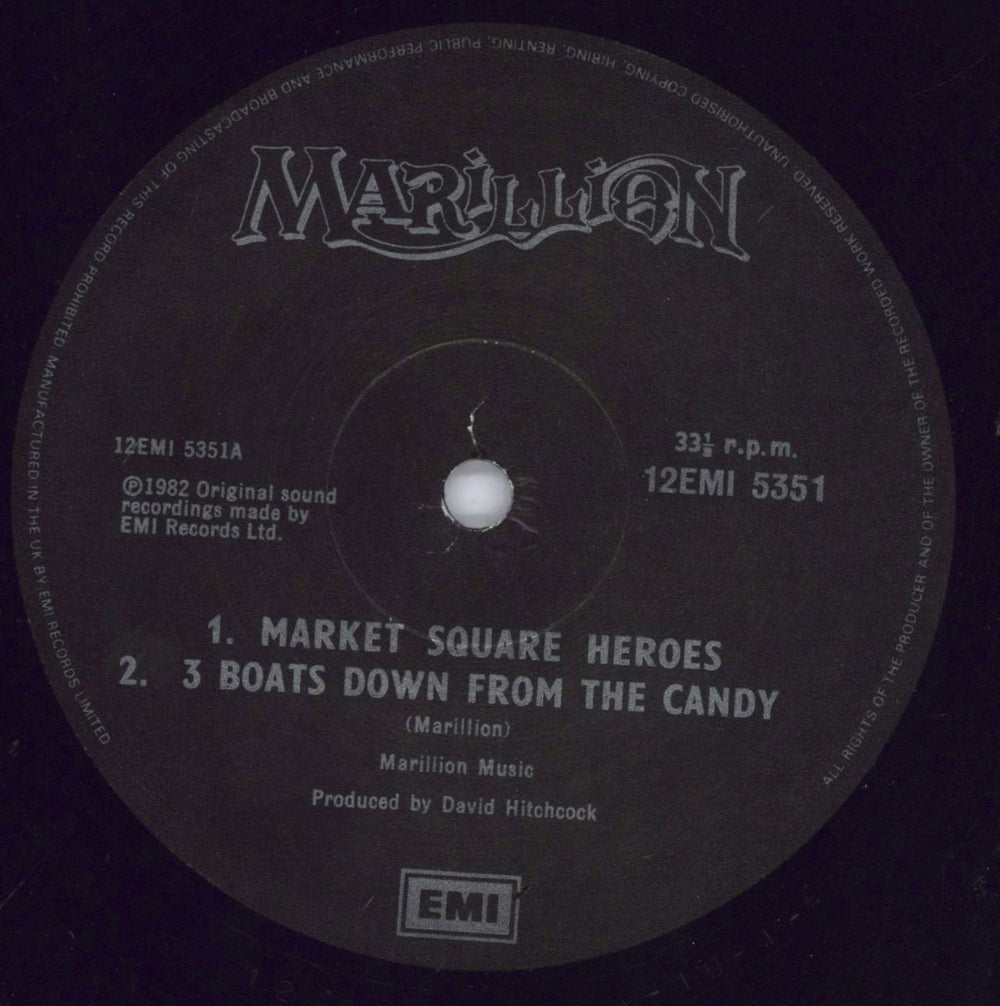 Marillion Market Square Heroes - Black & Silver labels UK 12" vinyl single (12 inch record / Maxi-single) MAR12MA831708