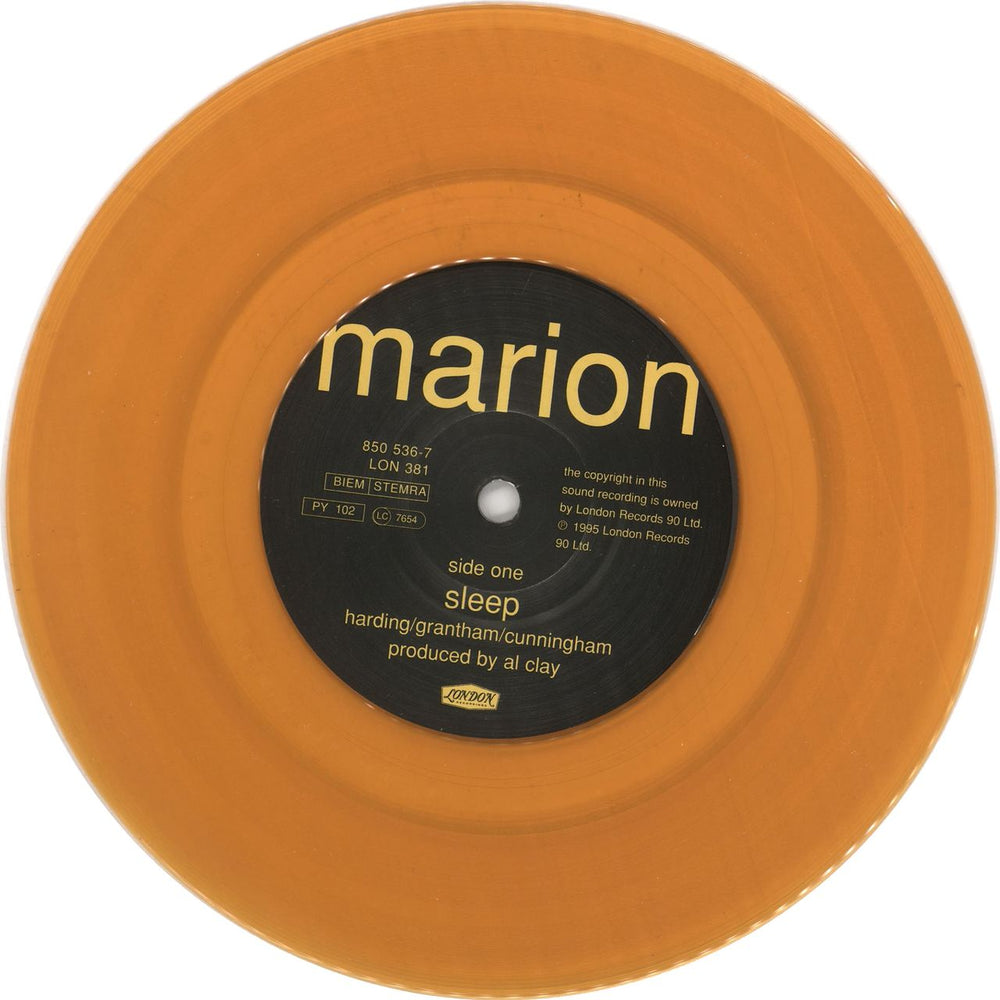 Marion Sleep - 2nd - Orange Vinyl + Numbered UK 7" vinyl single (7 inch record / 45) MRI07SL66909