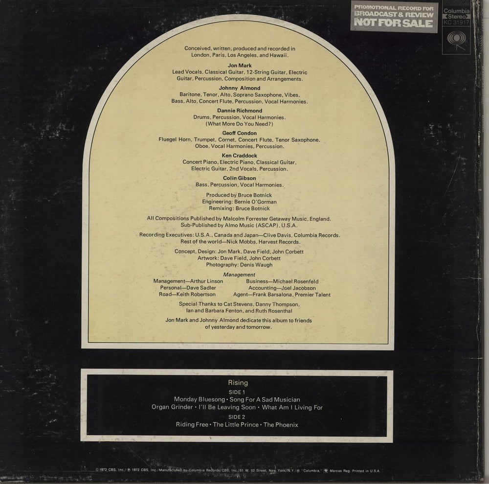 Mark-Almond Rising - Promo stickered US vinyl LP album (LP record) MRALPRI759276