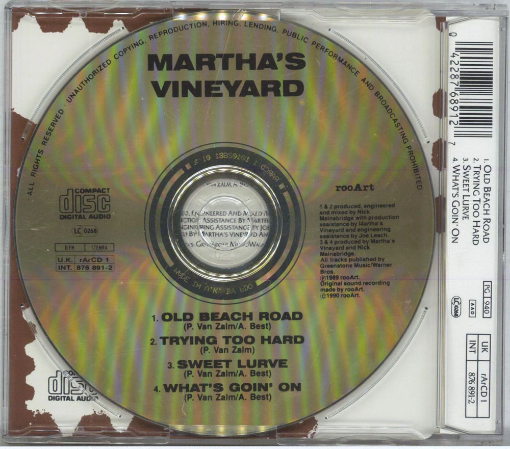 Martha's Vineyard Old Beach Road UK CD single (CD5 / 5") 042287689127