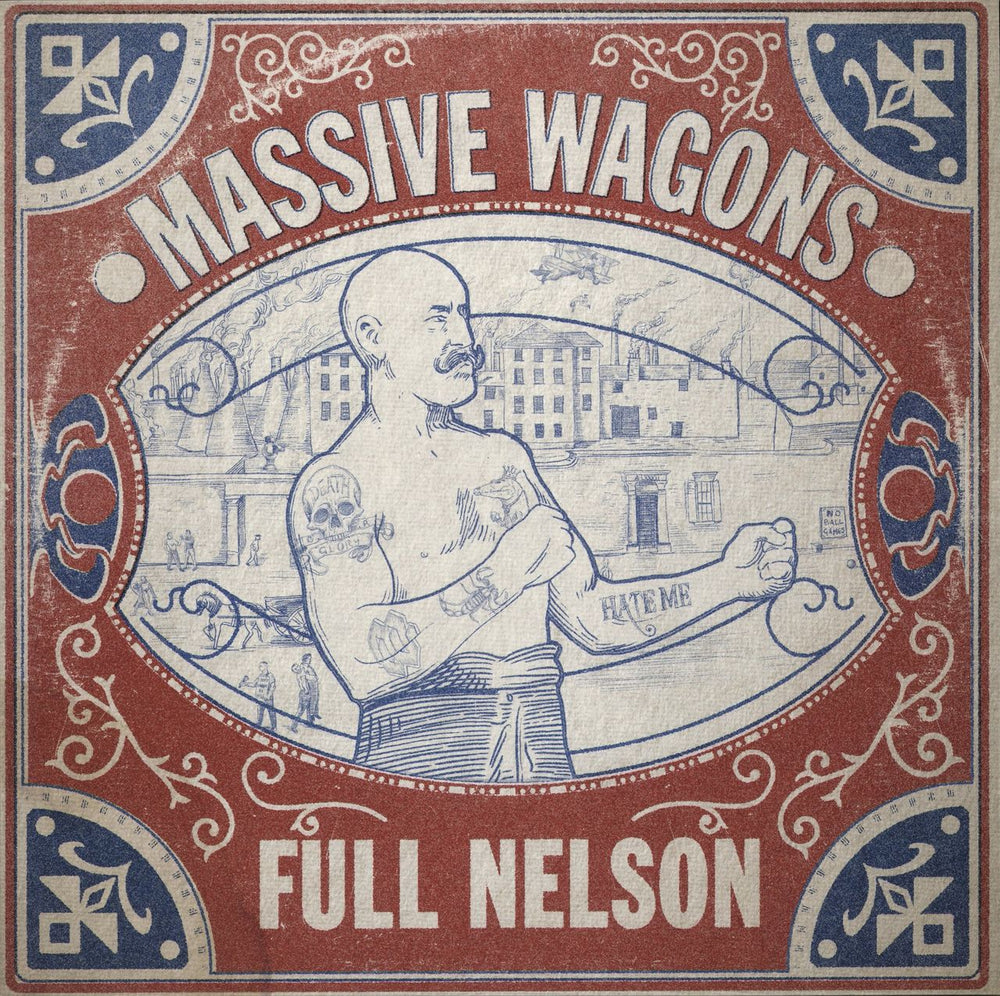 Massive Wagons Full Nelson - Clear W/ Red, White and Blue Splatter Vinyl + Shrink - Autographed UK vinyl LP album (LP record) MOSH610LP
