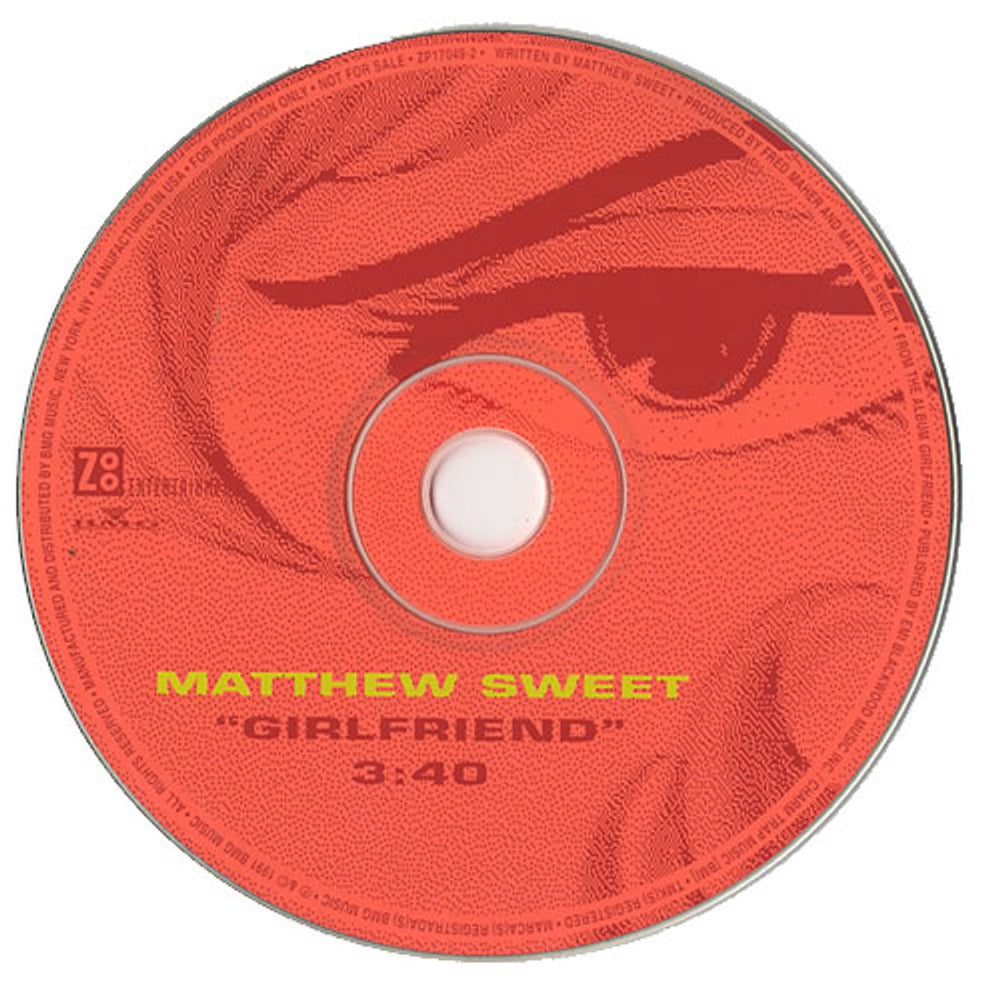 Matthew Sweet Girlfriend US Promo CD single (CD5 / 5") ZP17049-2