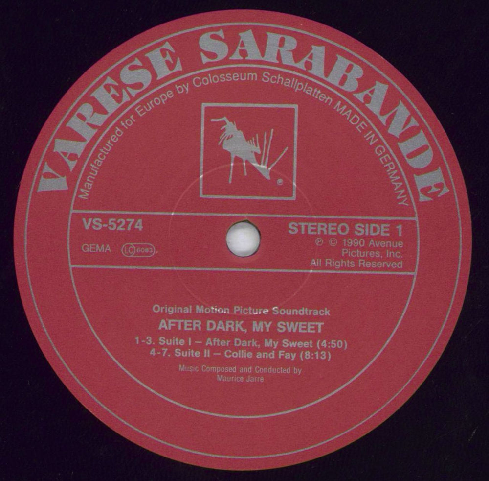 Maurice Jarre After Dark, My Sweet [Original Motion Picture Soundtrack] German Promo vinyl LP album (LP record) MJALPAF826082