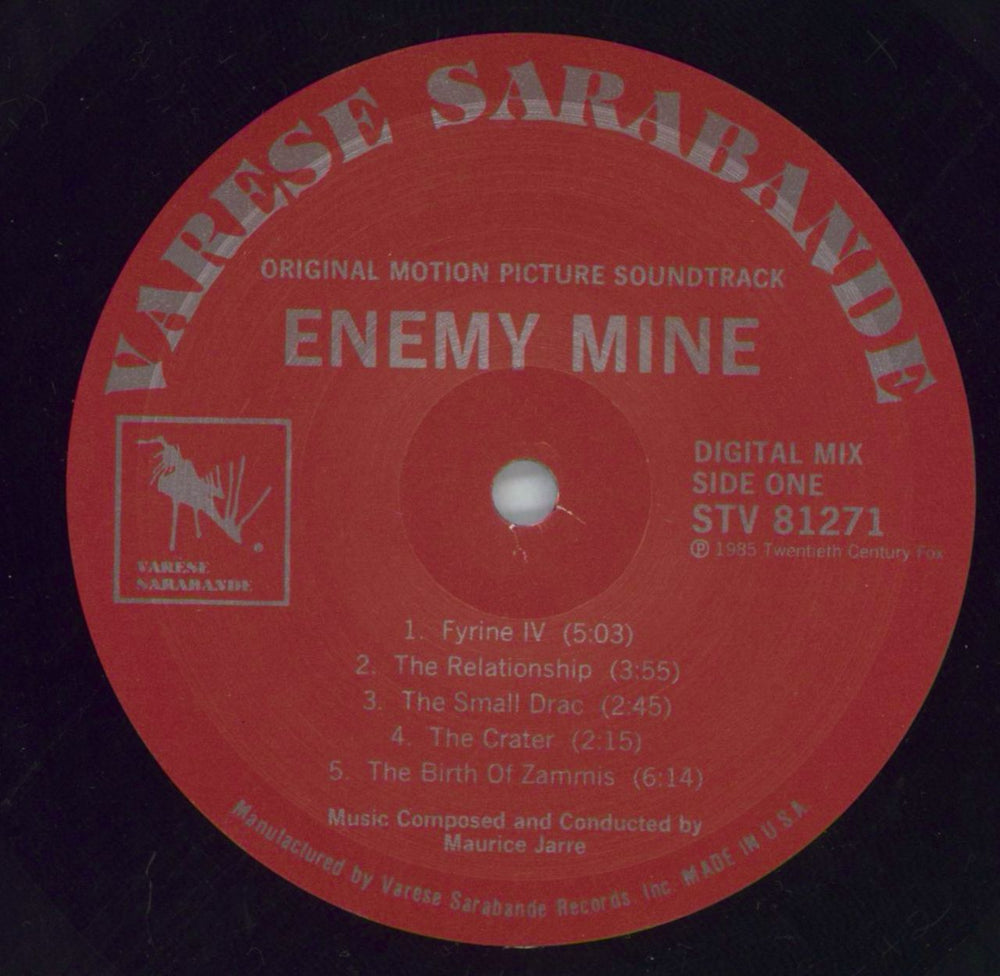 Maurice Jarre Enemy Mine US vinyl LP album (LP record) MJALPEN821093