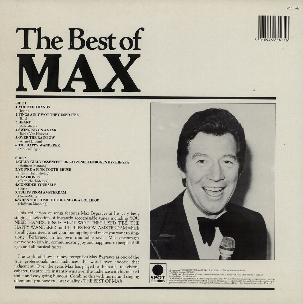 Max Bygraves The Best Of UK vinyl LP album (LP record) 5010946854716