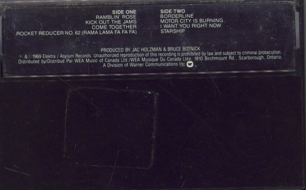 MC5 Kick Out The Jams Canadian cassette album MC5CLKI771006