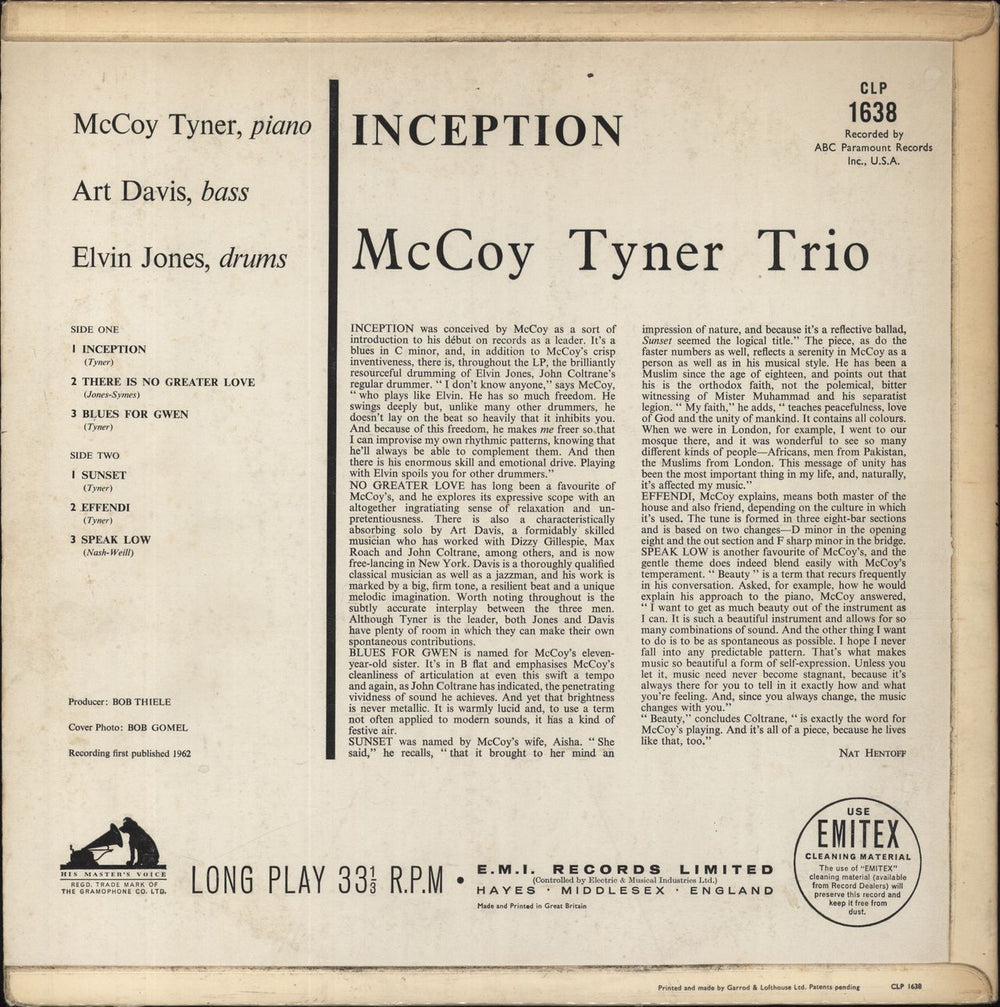 McCoy Tyner Inception UK vinyl LP album (LP record)