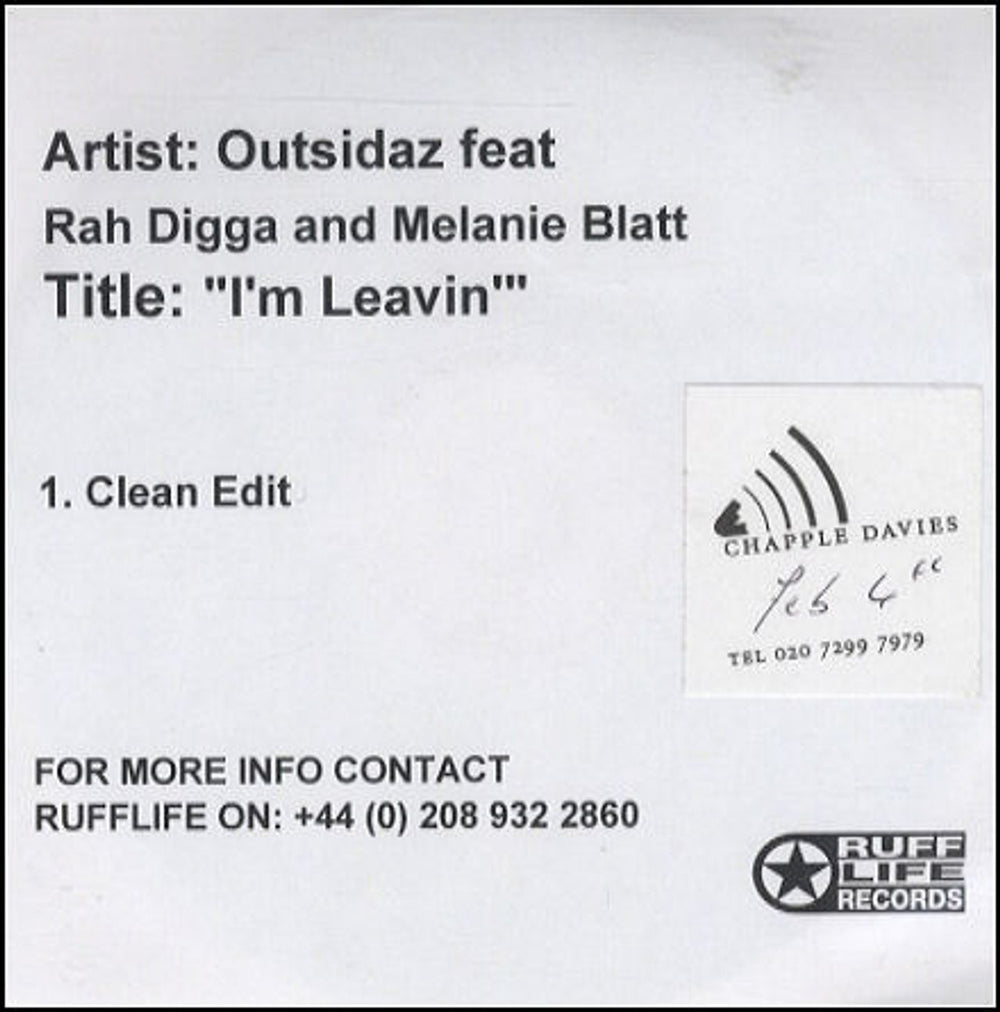 Melanie Blatt I'm Leavin UK Promo CD-R acetate CD-R ACETATE