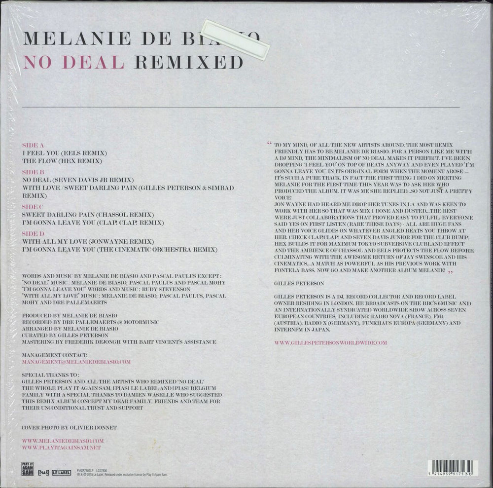 Melanie De Biasio No Deal Remixed + Shrink Belgian 2-LP vinyl record set (Double LP Album) 5414939917530