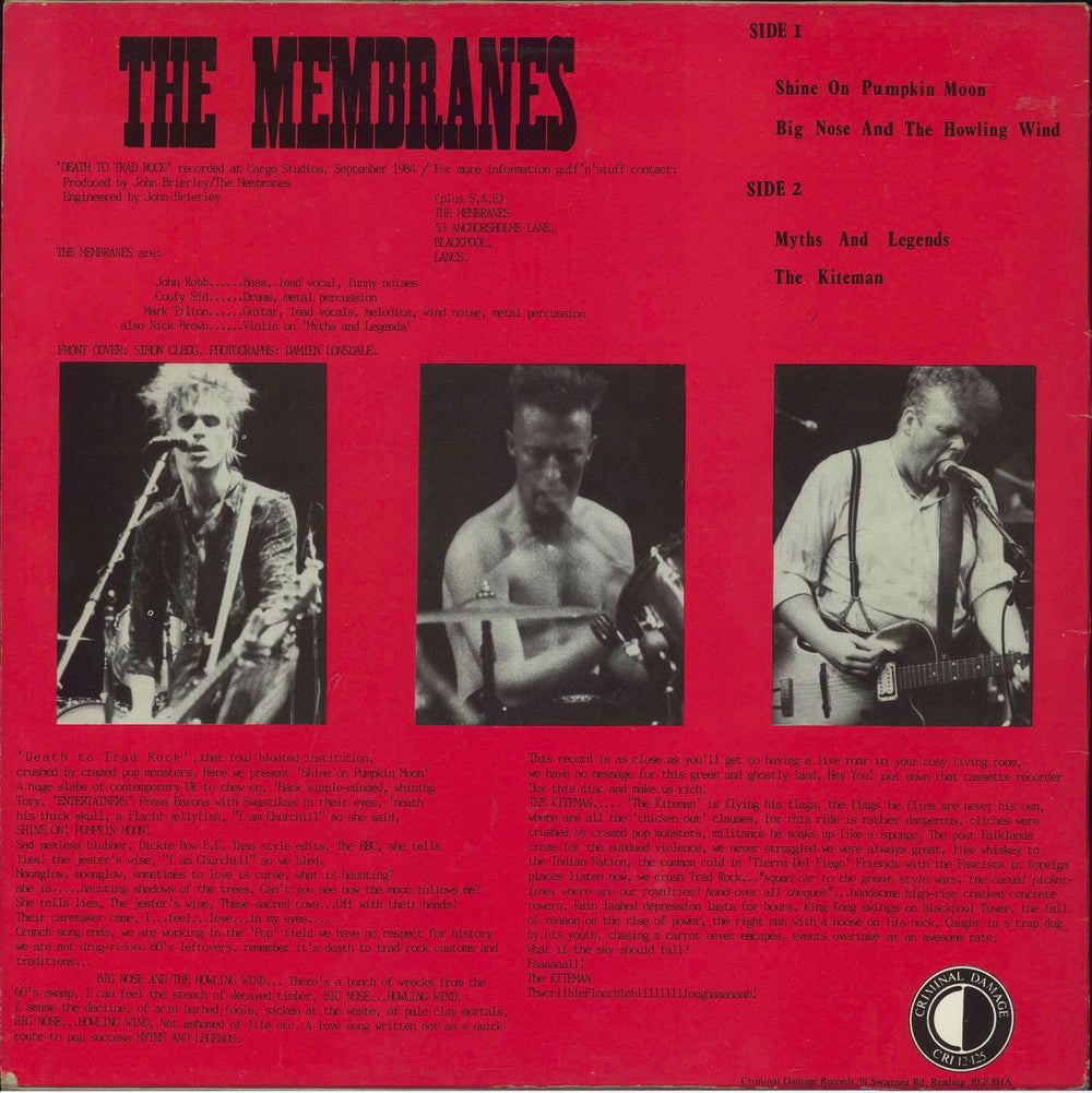 Membranes Death To Trad Rock UK 12" vinyl single (12 inch record / Maxi-single)