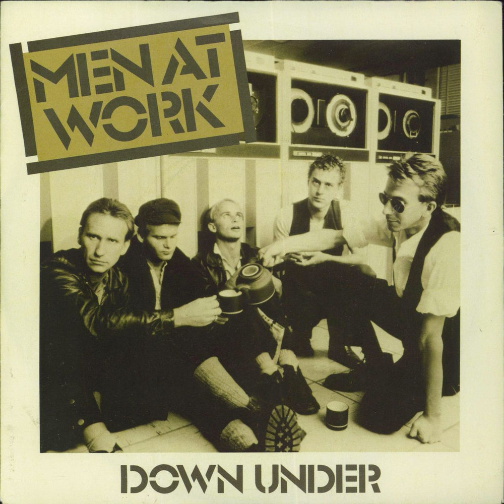 Men At Work Down Under - A Label + PR UK Promo 7" vinyl single (7 inch record / 45) EPCA1980