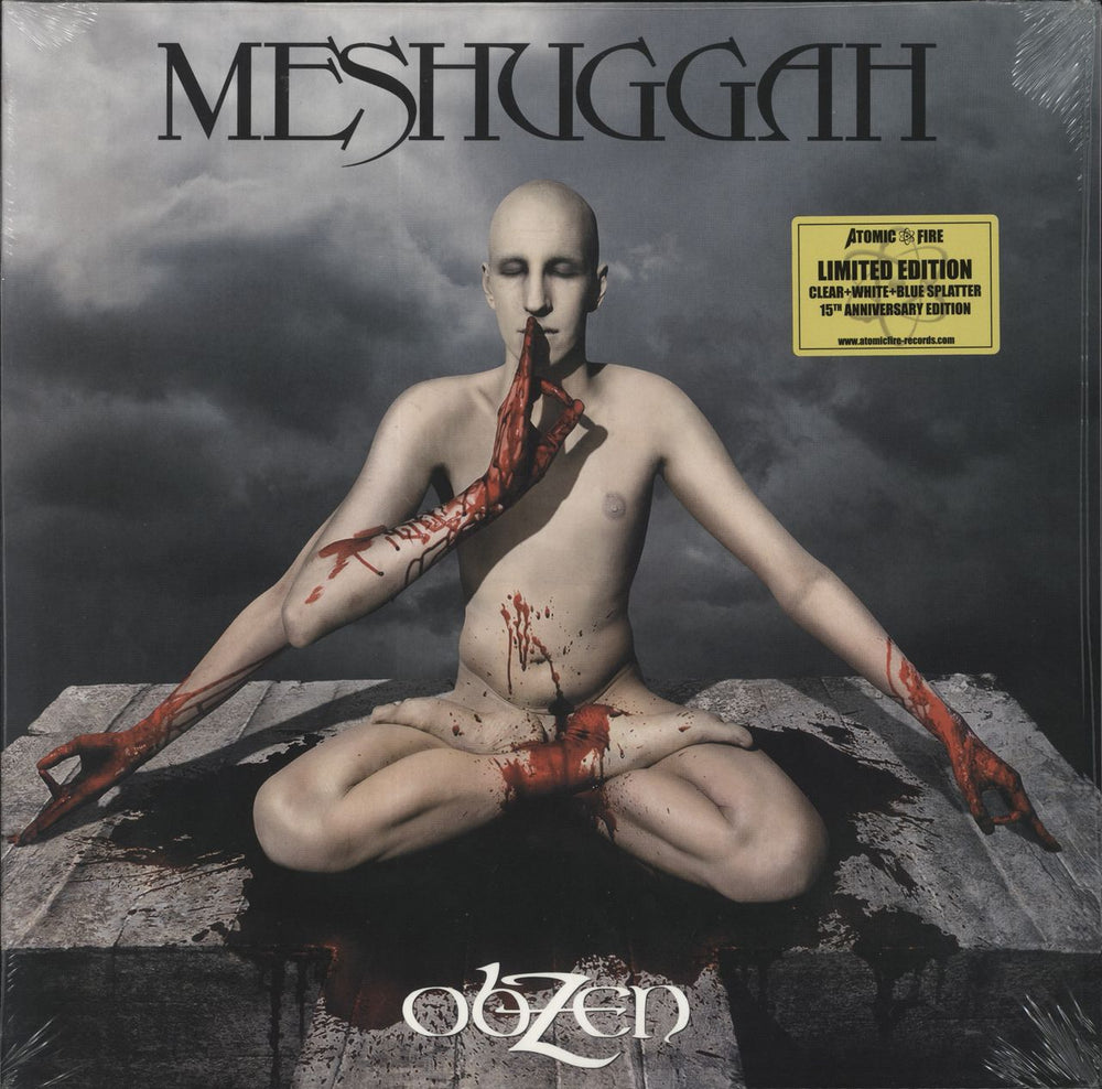 Meshuggah Obzen - 15th Anniversary Edition - Clear, White and Blue Splatter UK 2-LP vinyl record set (Double LP Album)