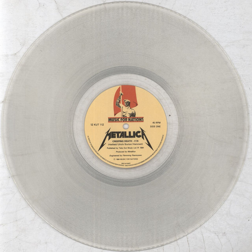 Metallica Creeping Death - Clear Vinyl UK 12" vinyl single (12 inch record / Maxi-single) MET12CR596697