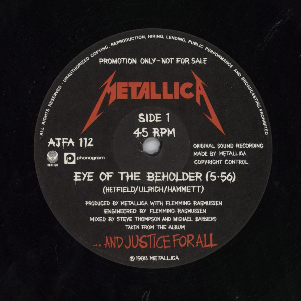 Metallica Eye Of The Beholder UK Promo 12" vinyl single (12 inch record / Maxi-single)