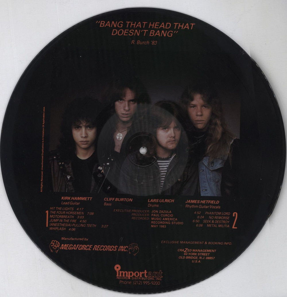 Metallica Kill 'em All - Low Numbered US picture disc LP (vinyl picture disc album)