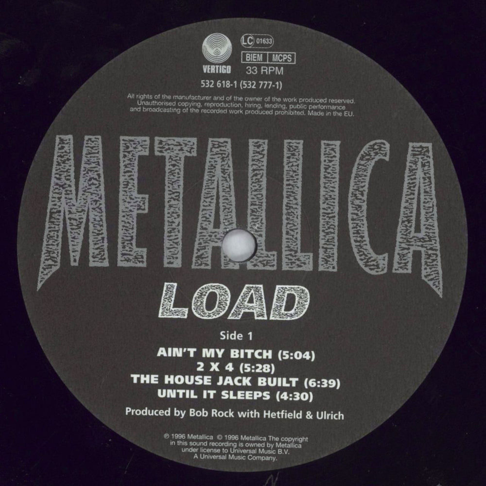 Metallica Load - 180 Gram Vinyl UK 2-LP vinyl record set (Double LP Album) MET2LLO191225