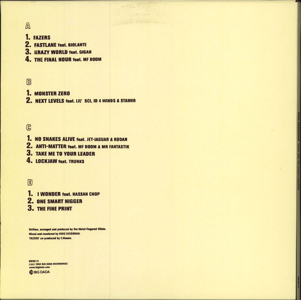 MF Doom Take Me To Your Leader - Red Vinyl + Pop-out Insert UK 2-LP vinyl record set (Double LP Album) 1IK2LTA784140
