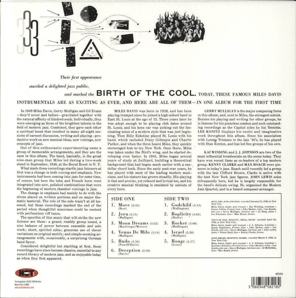 Miles Davis Birth Of The Cool - 180gm UK vinyl LP album (LP record) 8436544170541