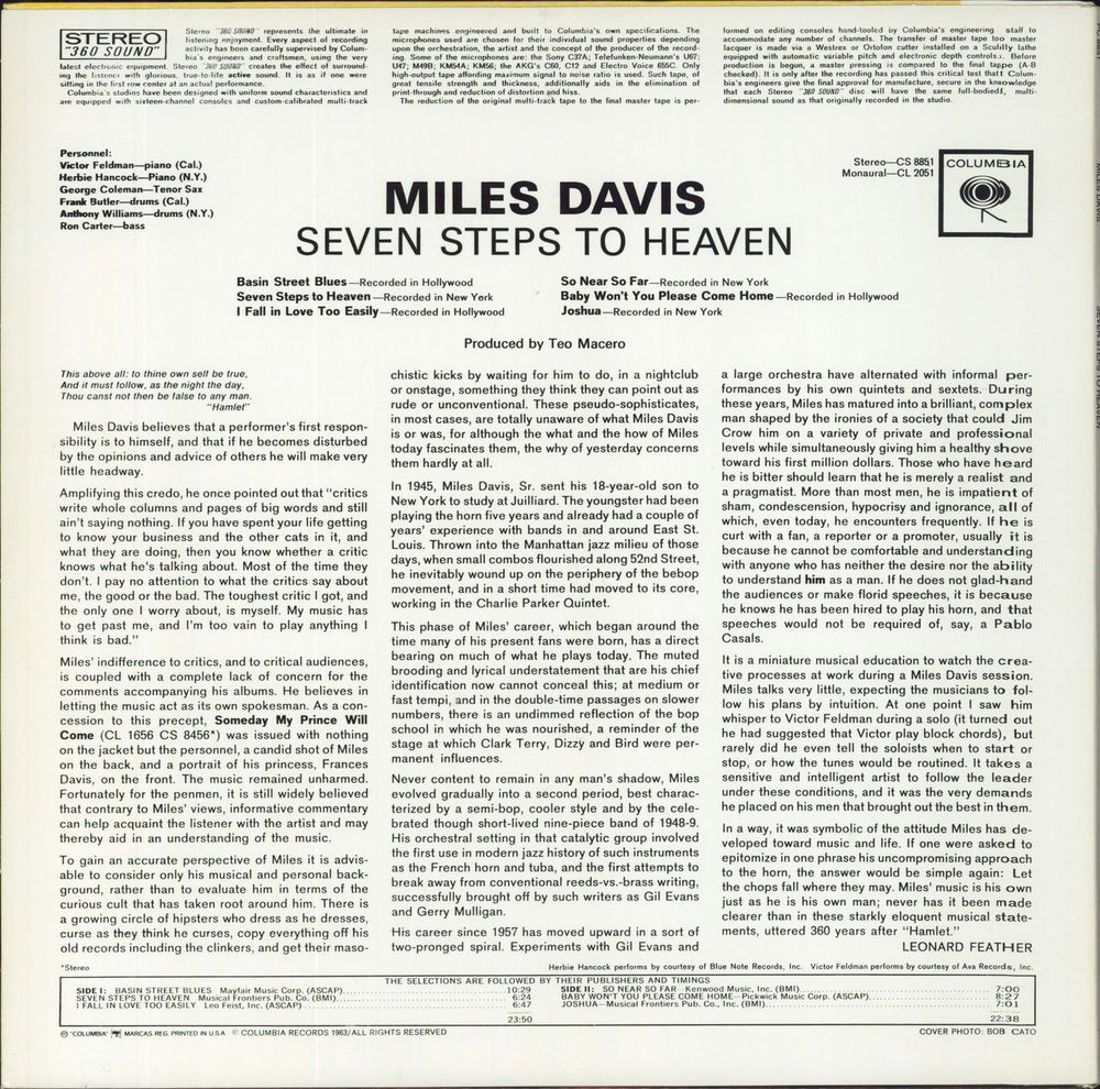 Miles Davis Seven Steps To Heaven US vinyl LP album (LP record)