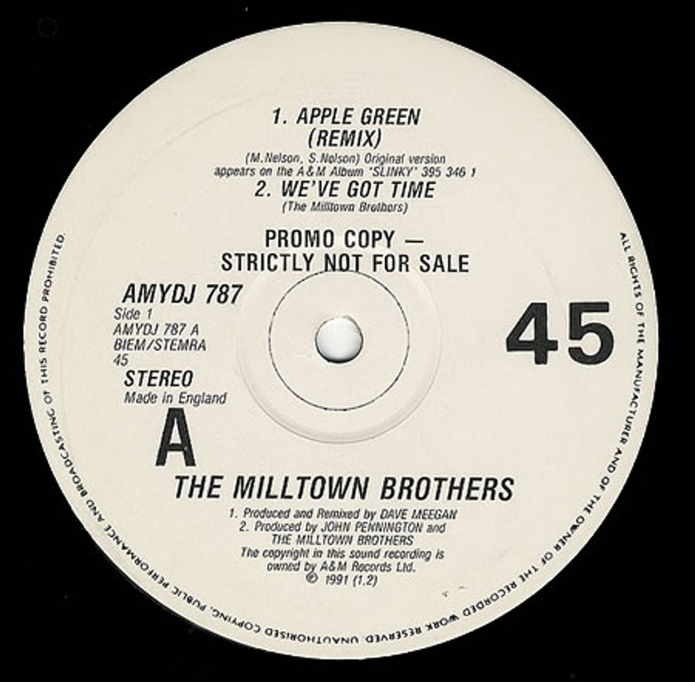 Milltown Brothers Apple Green UK 12" vinyl single (12 inch record / Maxi-single) AMYDJ787