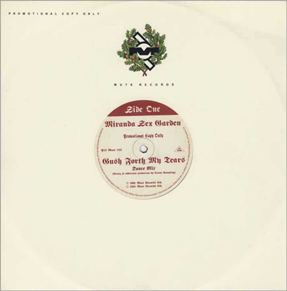 Miranda Sex Garden Gush Forth My Tears UK Promo 12" vinyl single (12 inch record / Maxi-single) P12MUTE123