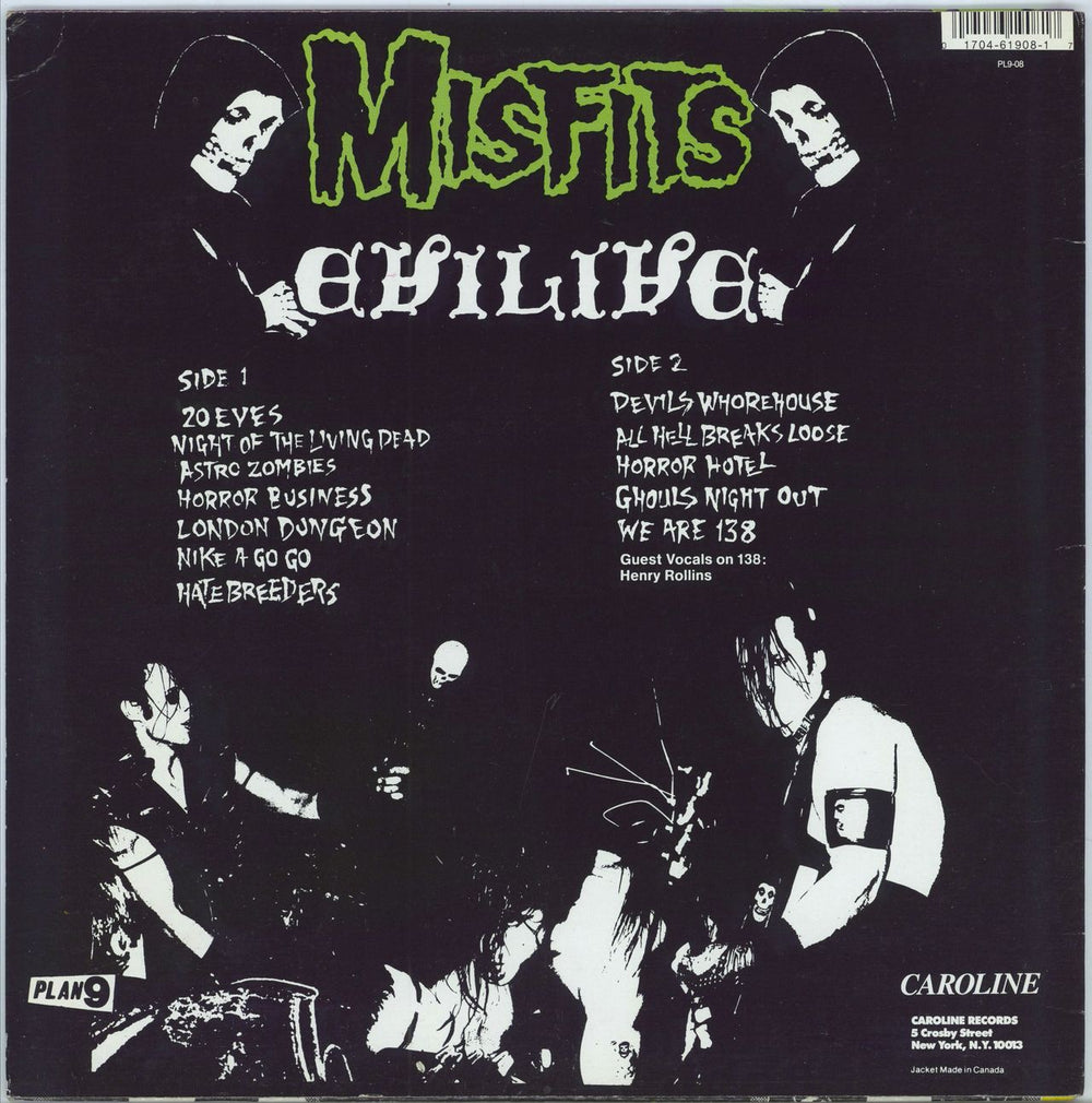 Misfits Evilive - EX US vinyl LP album (LP record) 017046190817