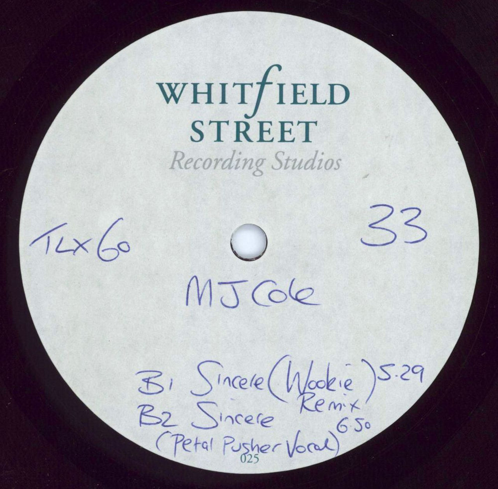 MJ Cole Sincere UK acetate